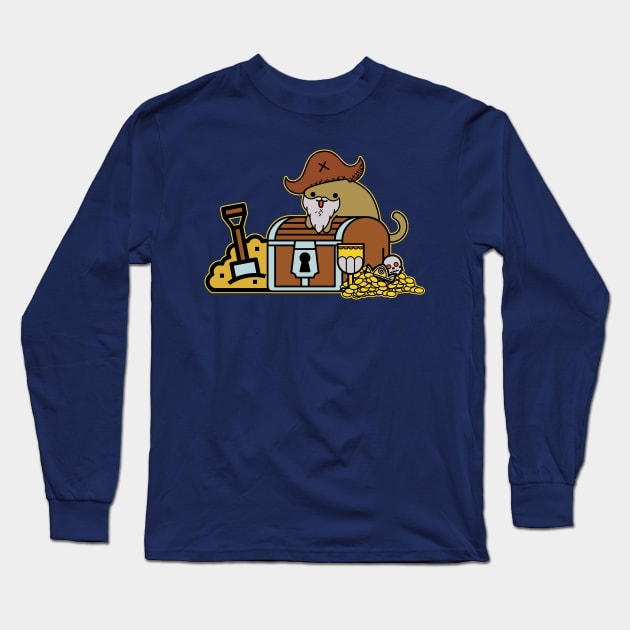 Cat pirate and Treasure Long Sleeve T-Shirt by GlanceCat